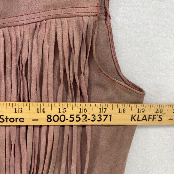 Vtg IBEX Vest Womens M Elegance Leather Western Waistcoat Fringed Pink England - Picture 11 of 13